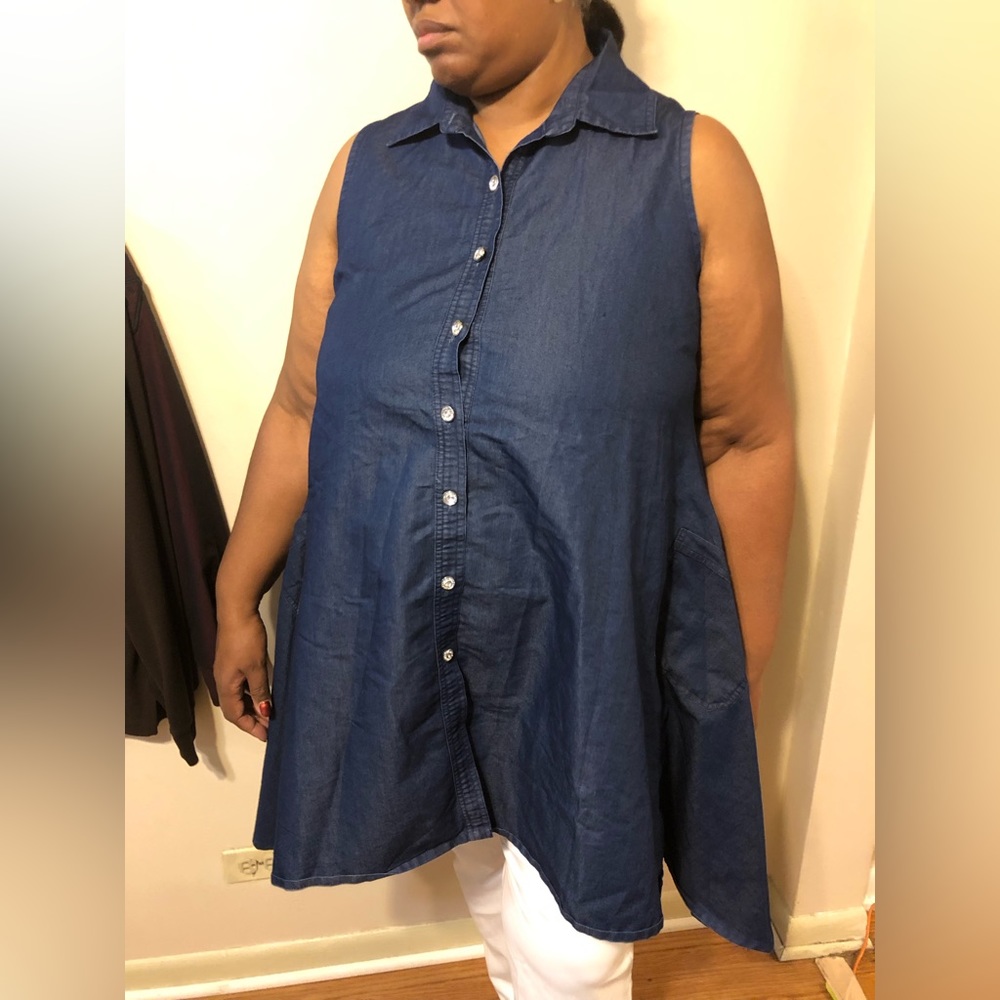 Blue high low collared dress/tunic
